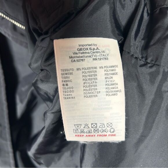 GEOX Womens Respira Utility Waterproof Breathable Italian Black Jacket Sz 10 - Picture 12 of 13